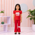 Red Love You Mom girl T-shirt --Long Pant Sets