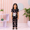 Black lovely cat girl T-shirt --Long Pant Sets