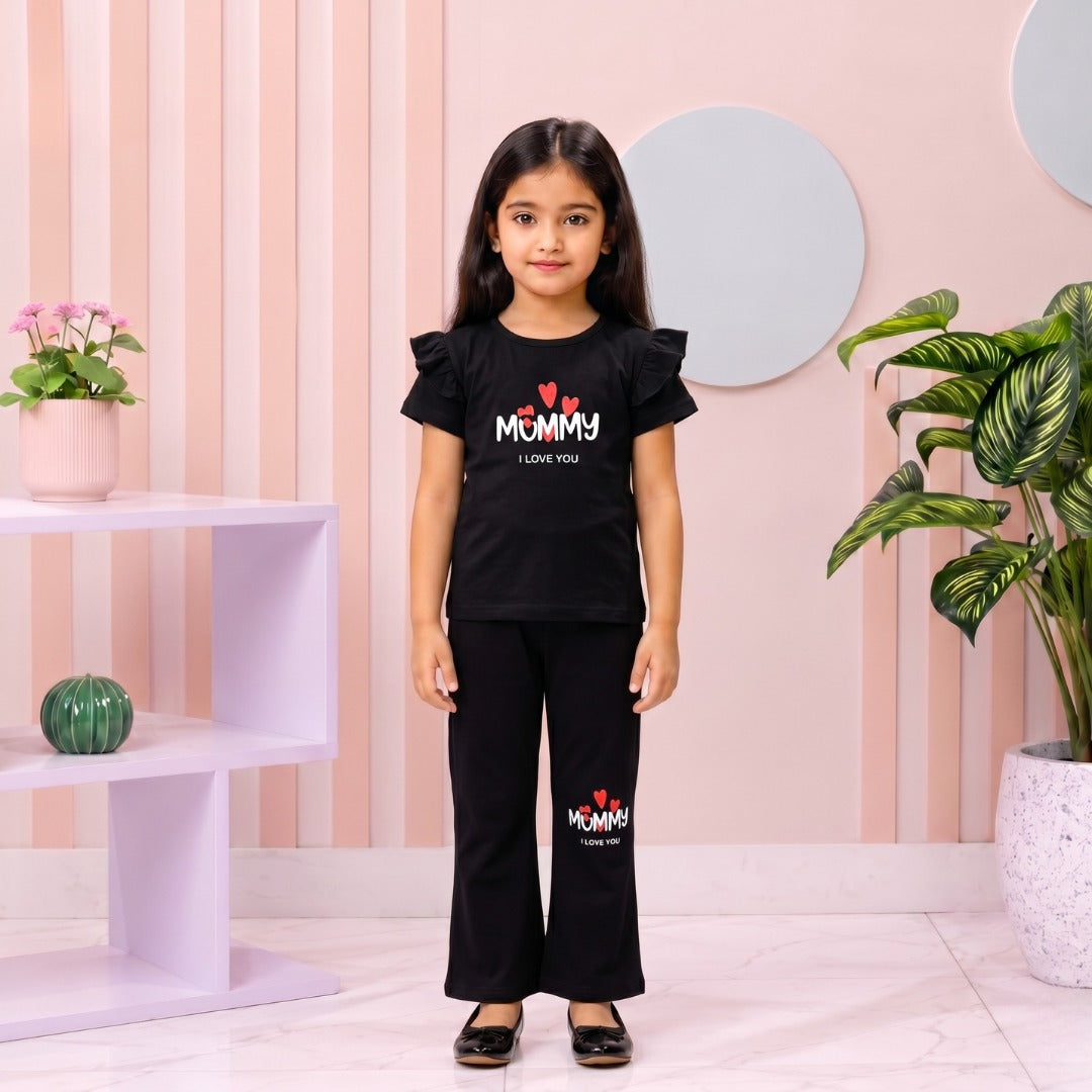 Black Mummy T-shirt --Long Pant Sets