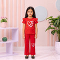 Red Love girl T-shirt --Long Pant Sets