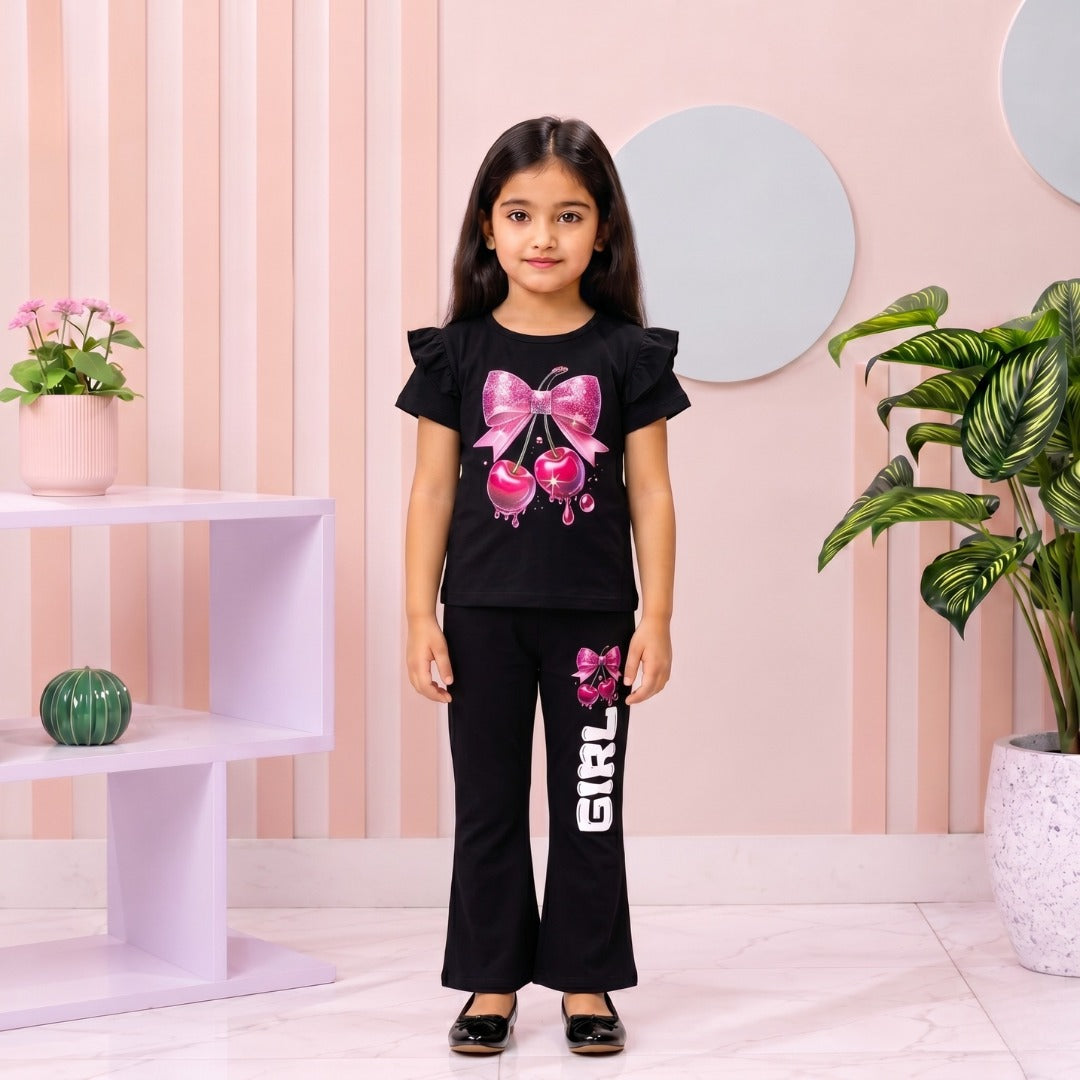 Black Cherry girl T-shirt --Long Pant Sets