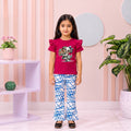 Pink Flowers Dog girl T-shirt --Long Pant Sets