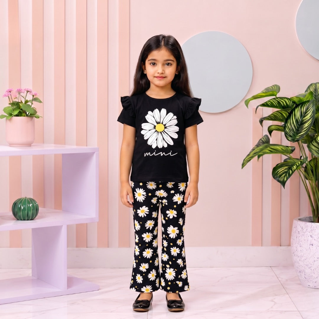 Black Sunflower girl T-shirt --Long Pant Sets