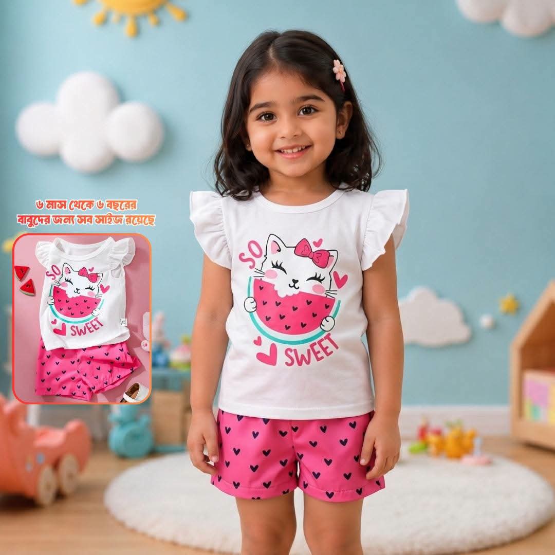 Sweet Kitty Watermelon Cotton Co-Ord Set