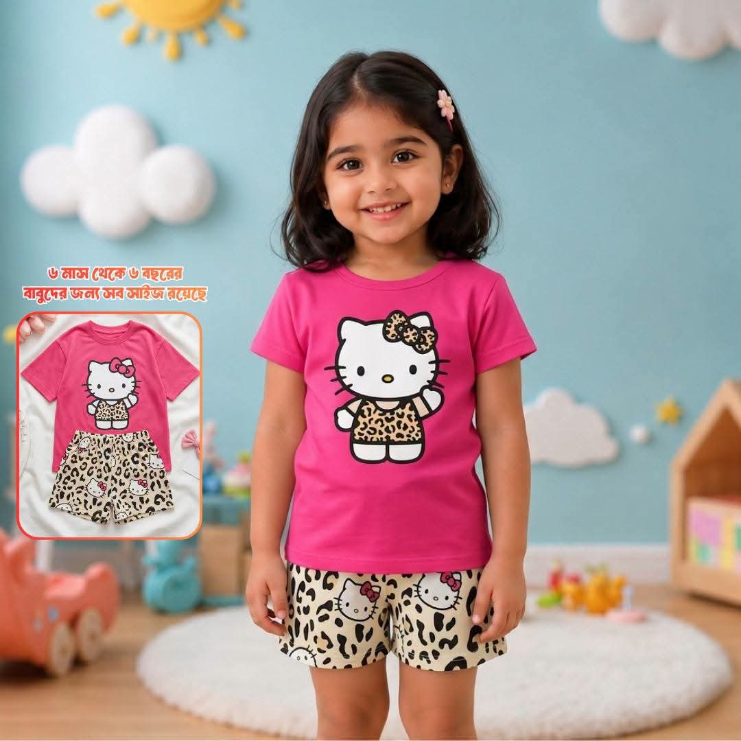 Princess Cat Cotton Summer Shorts Co-Ord Set