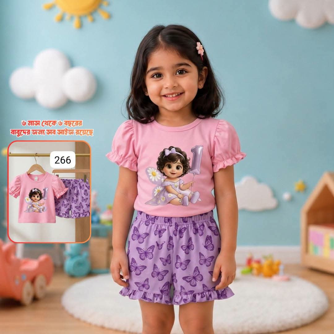 Enchanted Fairy Flutter Sleeve Cotton Shorts Set