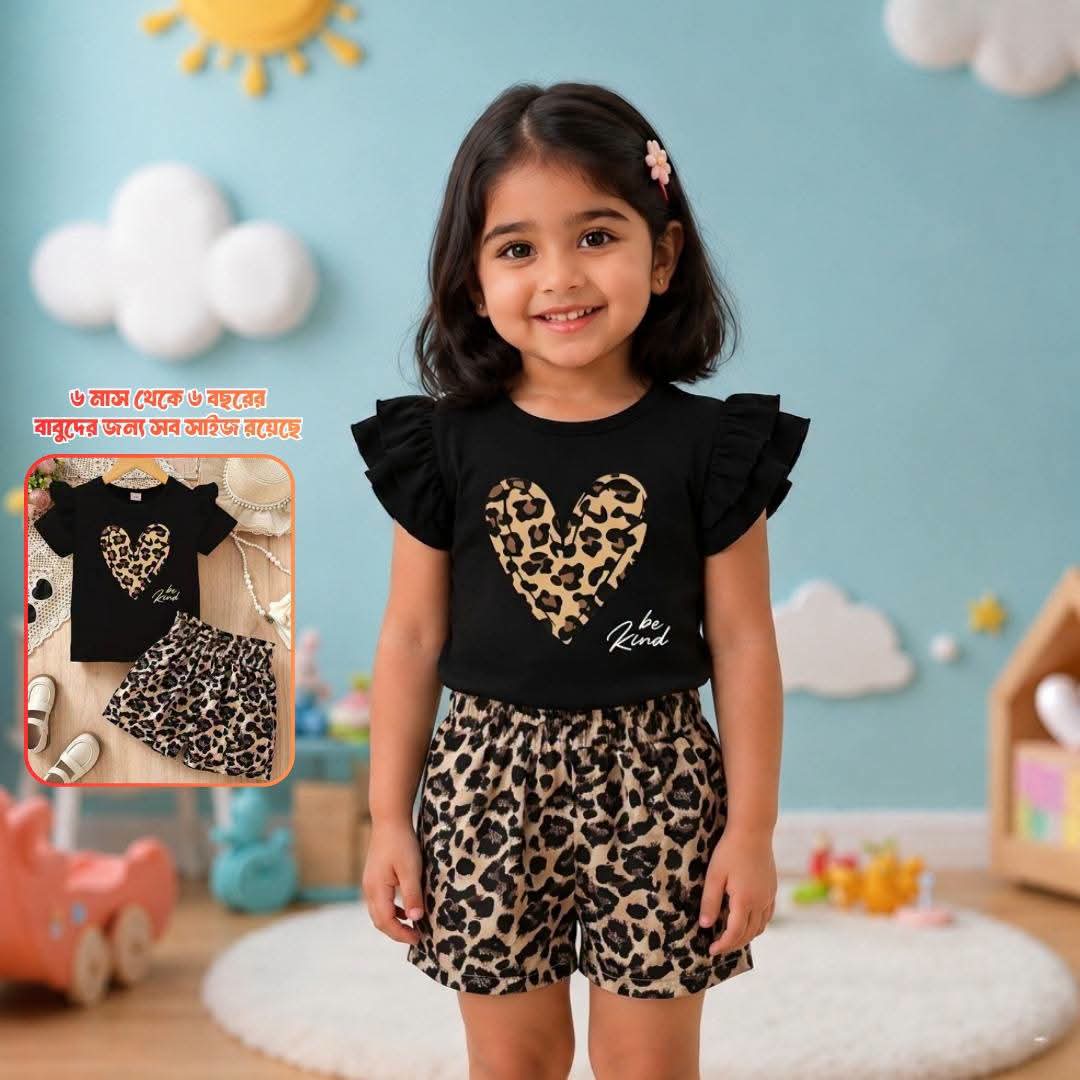 Wild Heart Leopard Print Cotton Ruffle Set