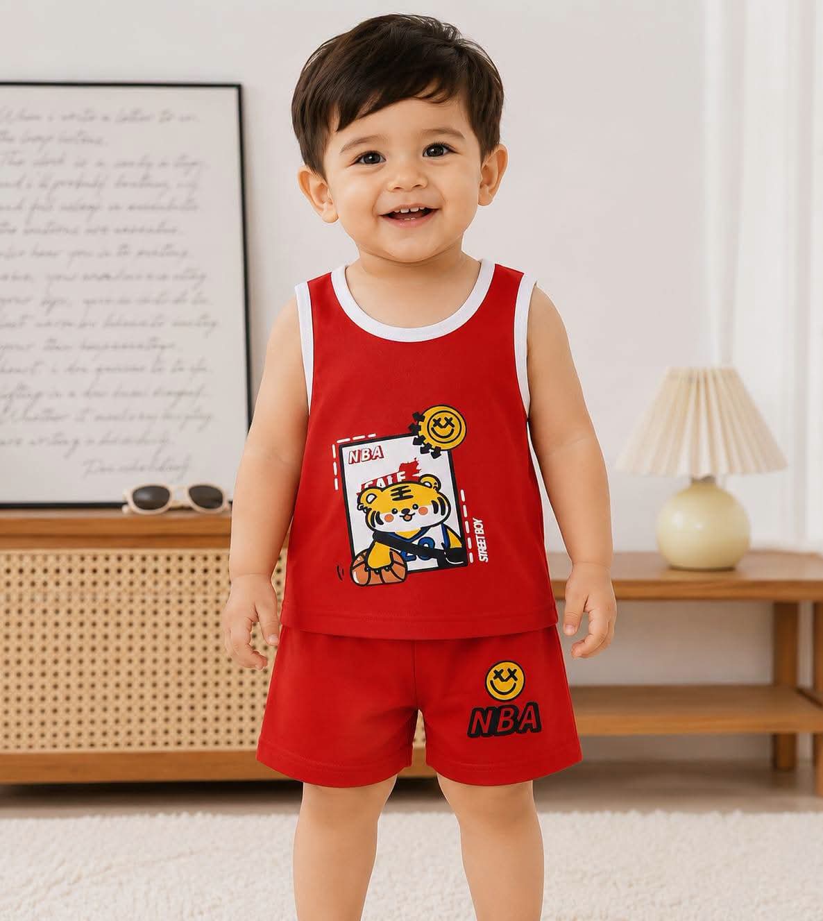 Crimson Athletic Tiger Graphic Cotton Tank Set