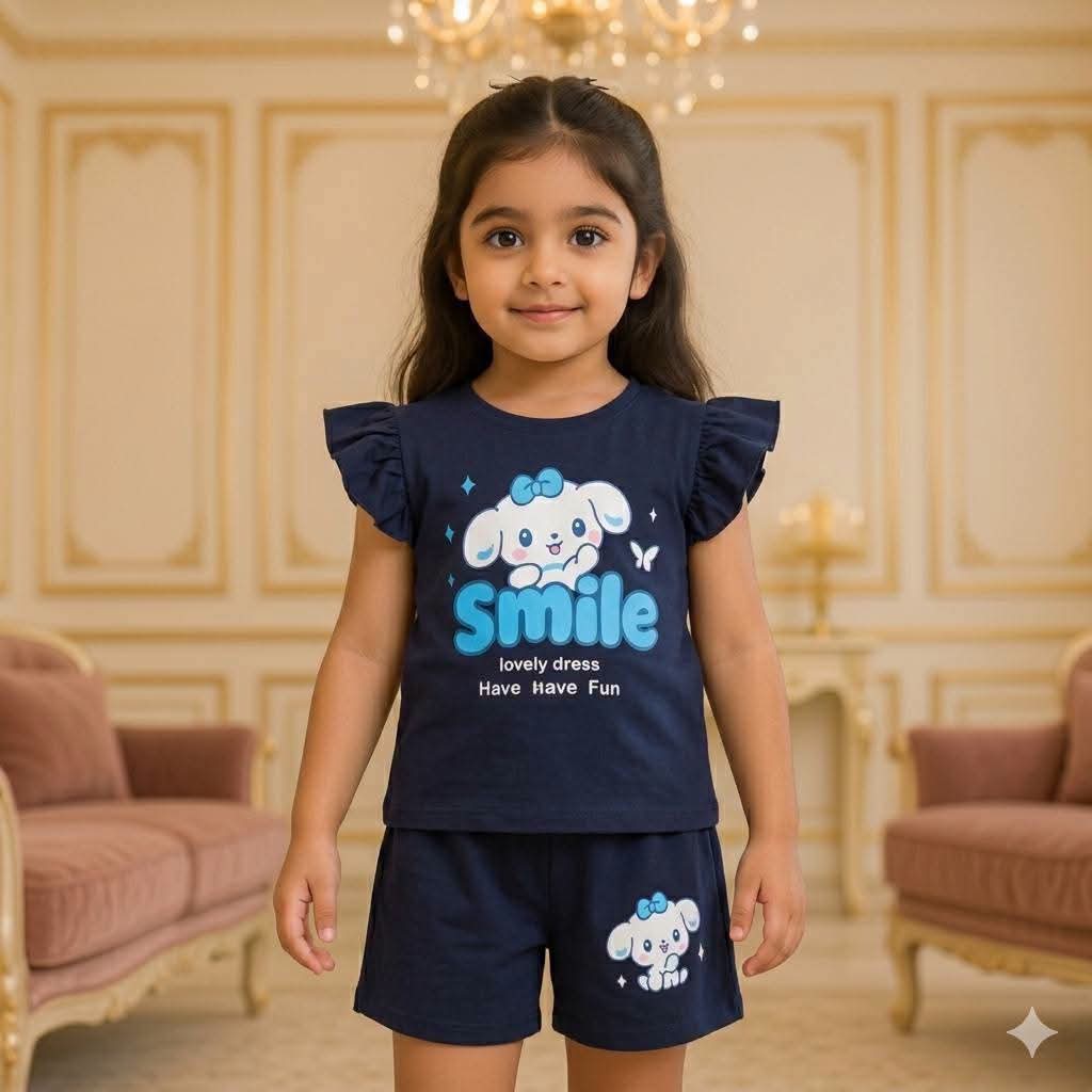 Midnight Puppy Ruffle Charm Cotton Set