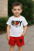 Vintage Letter Graphic Boys Premium Cotton Set