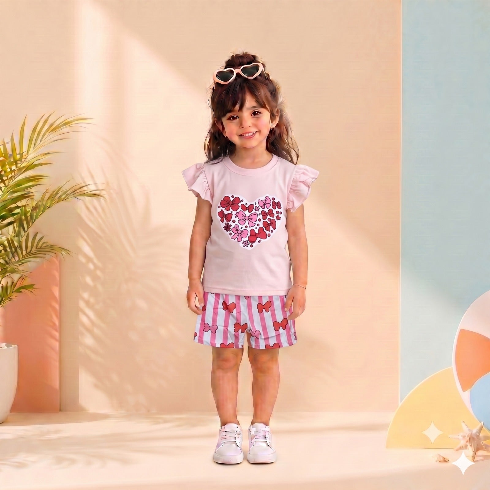 Enchanted Ribbon Hearts Candy Stripe Girls Outfit