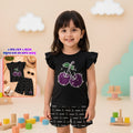 Sparkling Cherry Blossom Ruffle Sleeve Girls Set