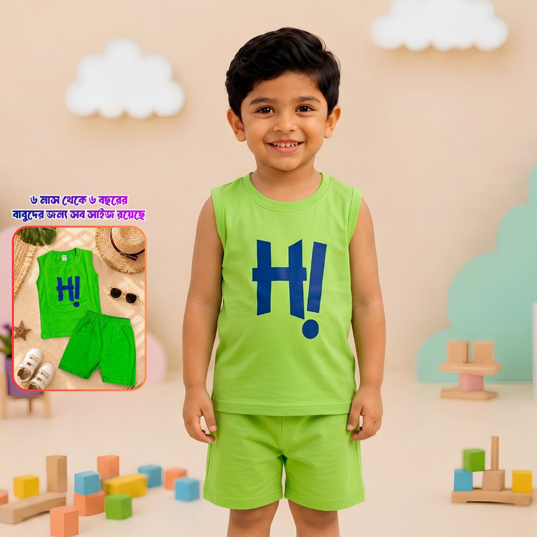 Vibrant Lime Monogram Kids Casual Co-Ord Set