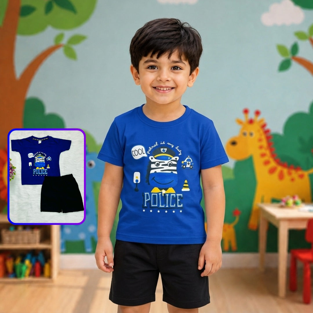 Cool Patrol Character Print Boys Casual Outfit