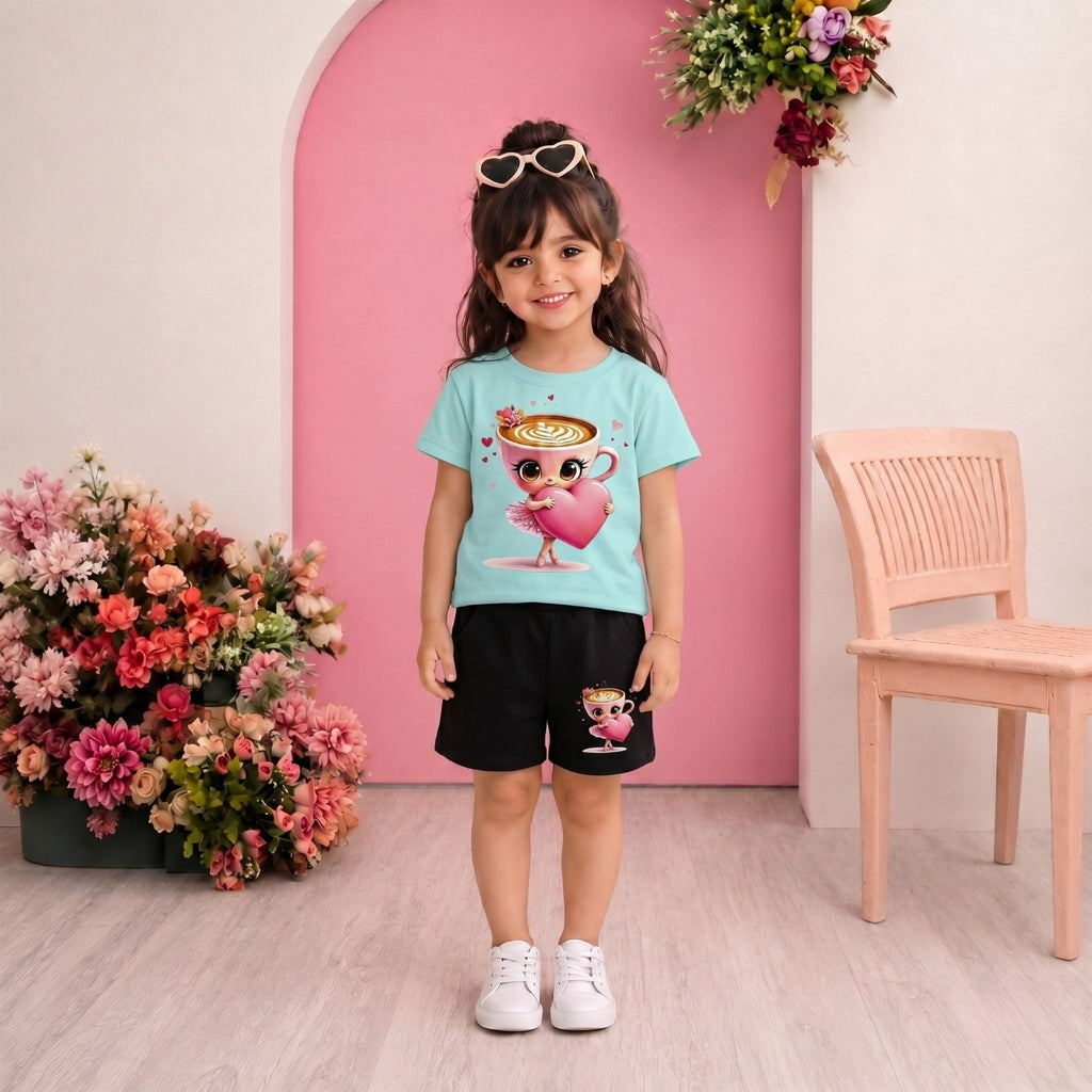 Sweet Valentine Heart Kitty Girls Cotton Set