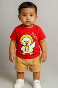 Sunshine Duckling Contrast Pocket Kids Cotton Outfit