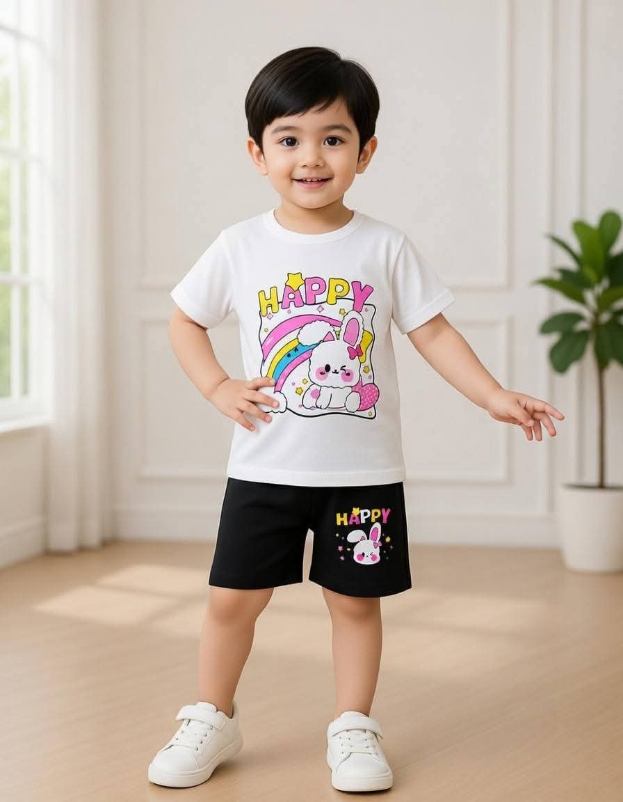 Whimsical Rainbow Bunny Playground Kids Casual Set