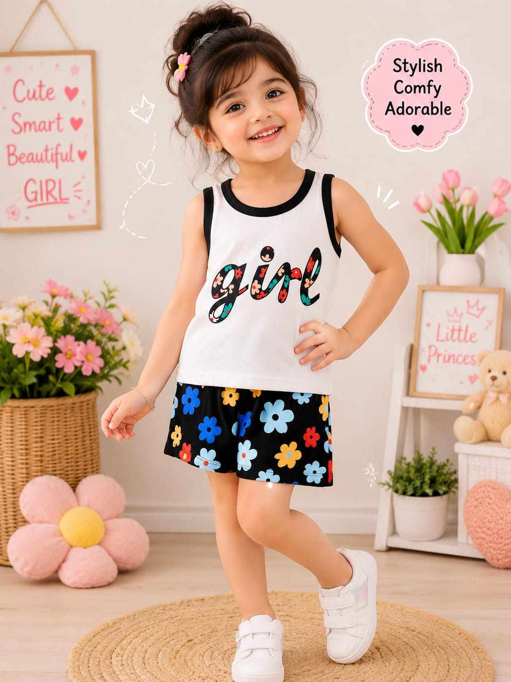 Botanical Meadow Monogram Floral Girls Co-Ord Set