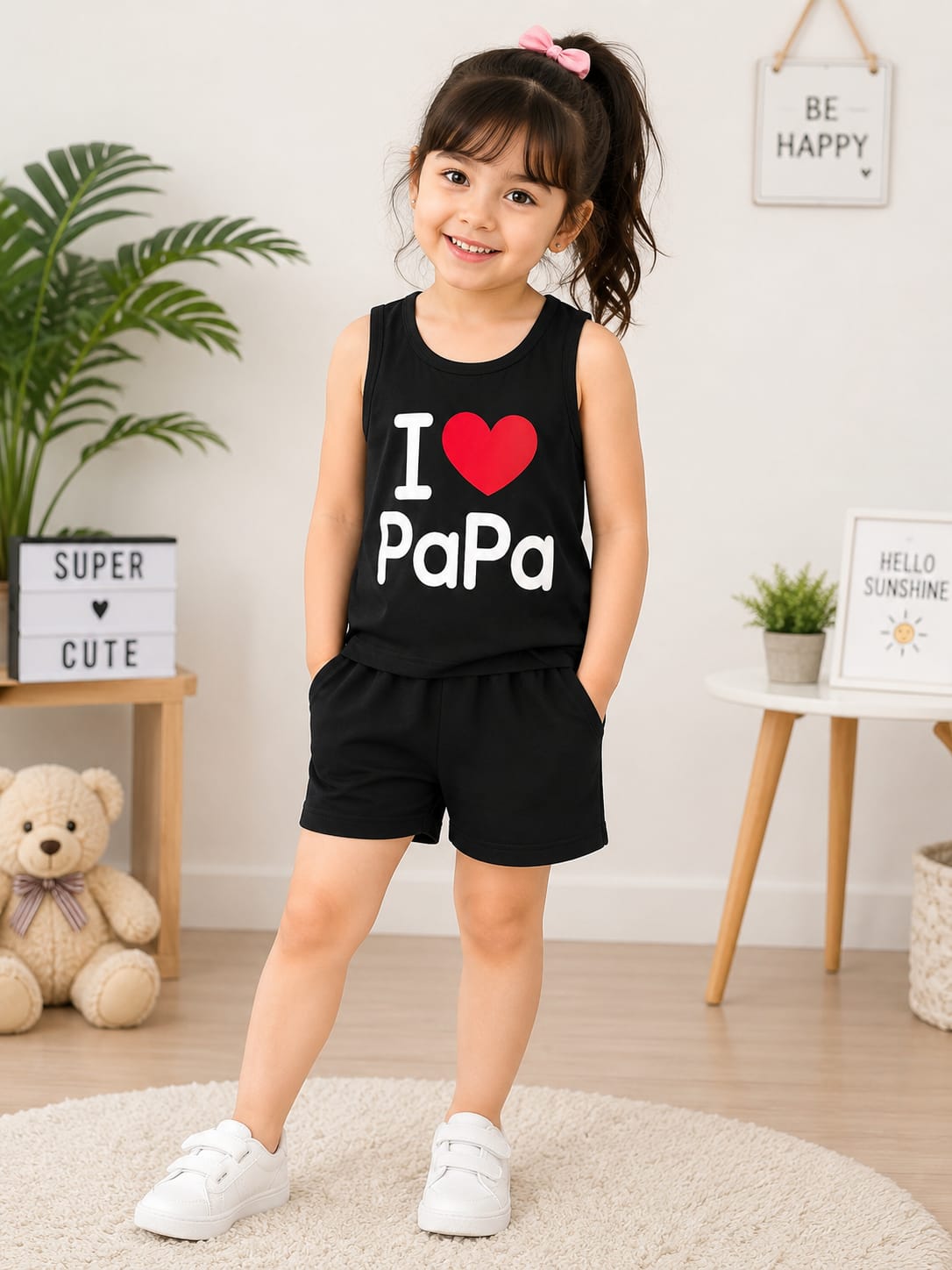 Minimalist Monogram Statement Girls Premium Casual Set