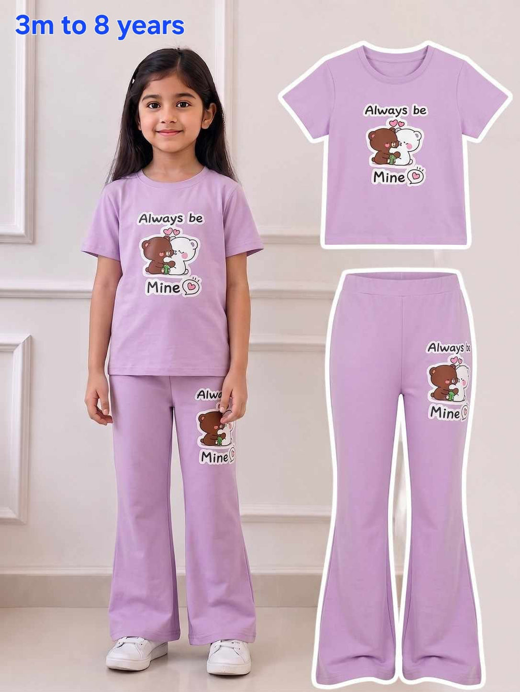 Lilac Dream Cuddle Bears Flared Kids Outfit