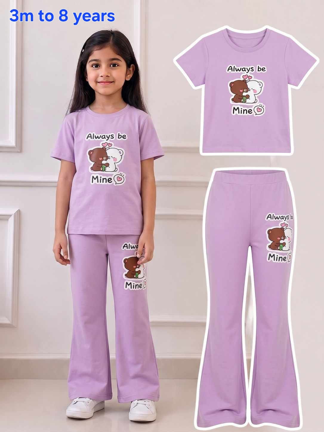 Lilac Dream Cuddle Bears Flared Kids Outfit