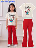 Ivory Lovely Kitten Ribbed Flared Summer Set