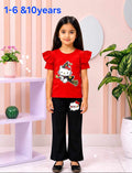 Crimson Magical Kitty Flutter Sleeve Casual Set