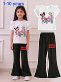 Retro Cartoon Friends Ruffle Sleeve Girl Outfit