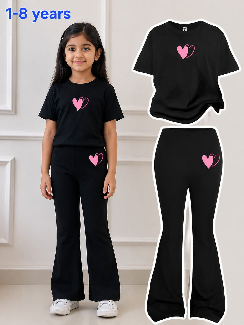 Noir Sweetheart Flared Premium cotton Kids Outfit
