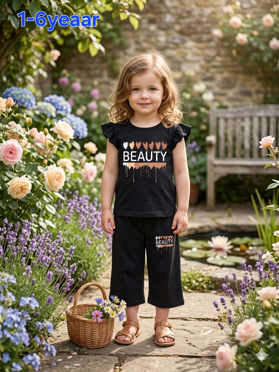 Midnight Heart Gradient Premium Cotton Girls Set