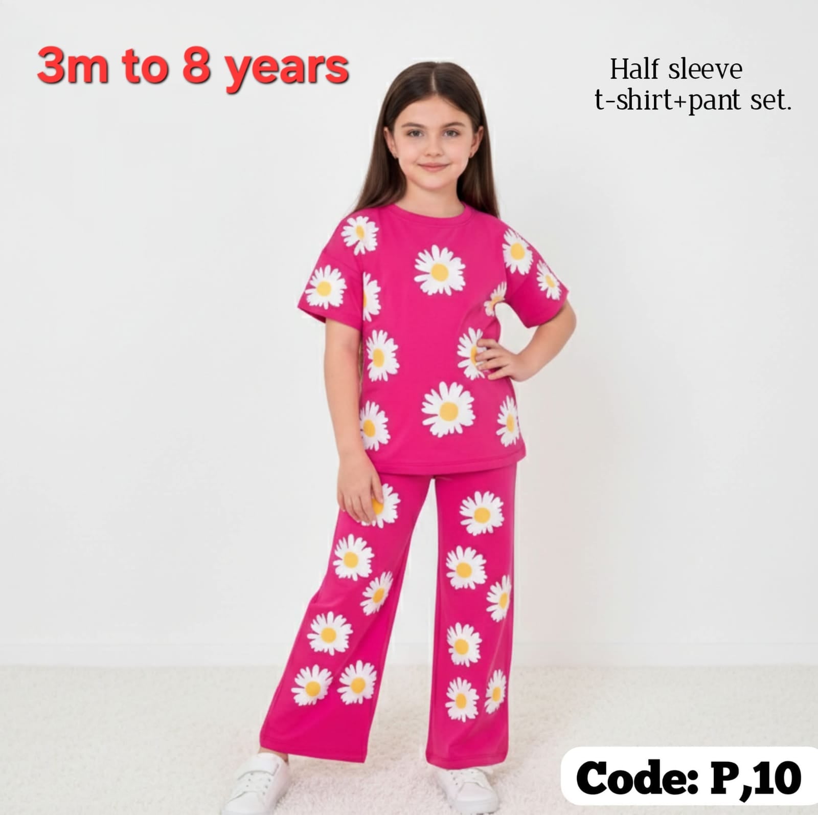 Magenta Daisy Fields Premium Flared T-shirt Set