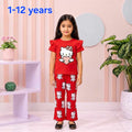 Red Love Kitty Long Pant T-shirt Set