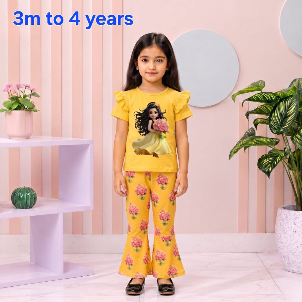 Premium Girls Canary Princess Floral Sleeve Outfit