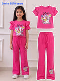 Premium Girls Fuchsia Daisy Flutter Sleeve Outfit