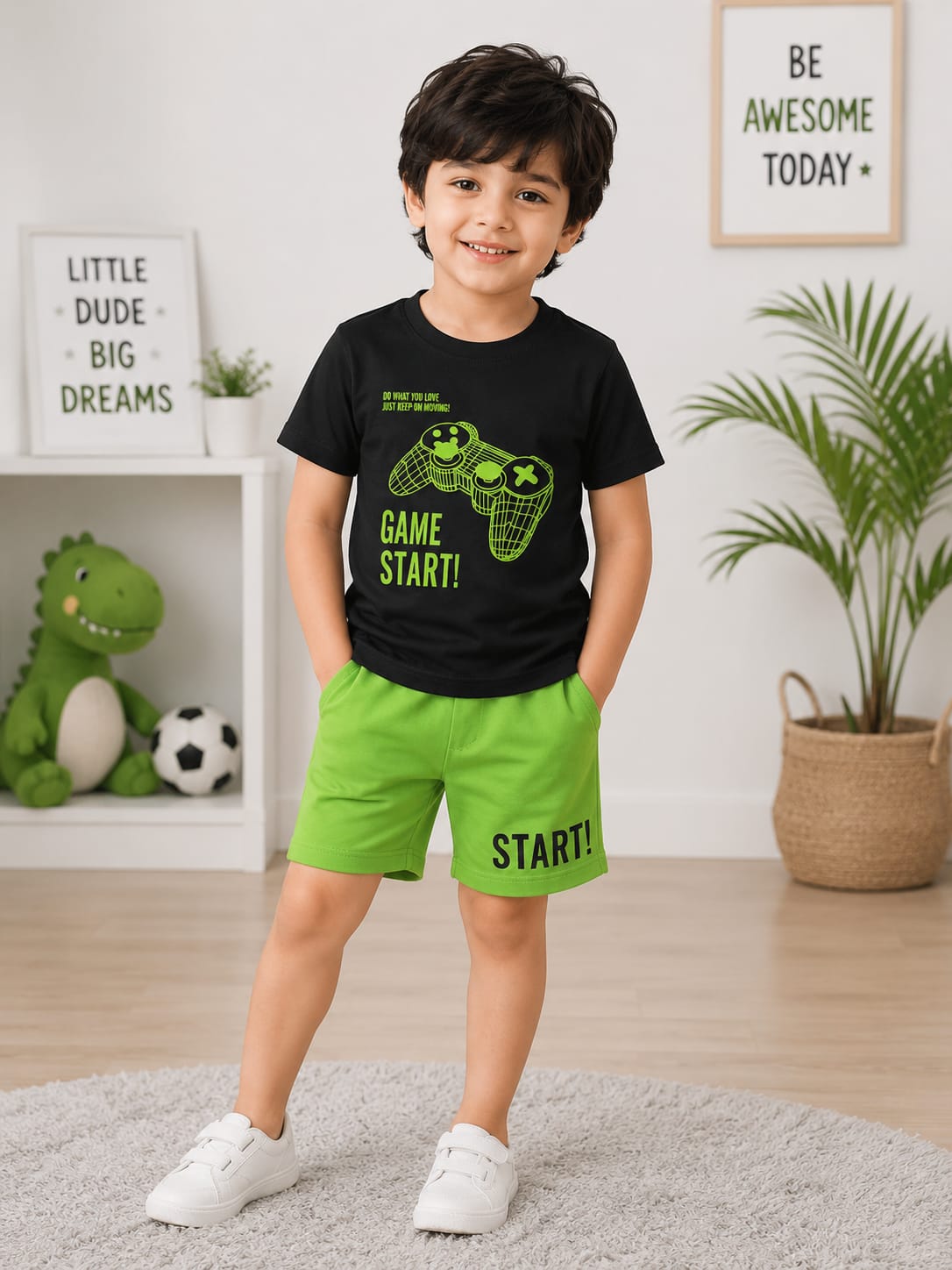 Cyber Gamer Matrix Graphic Kids Summer Set