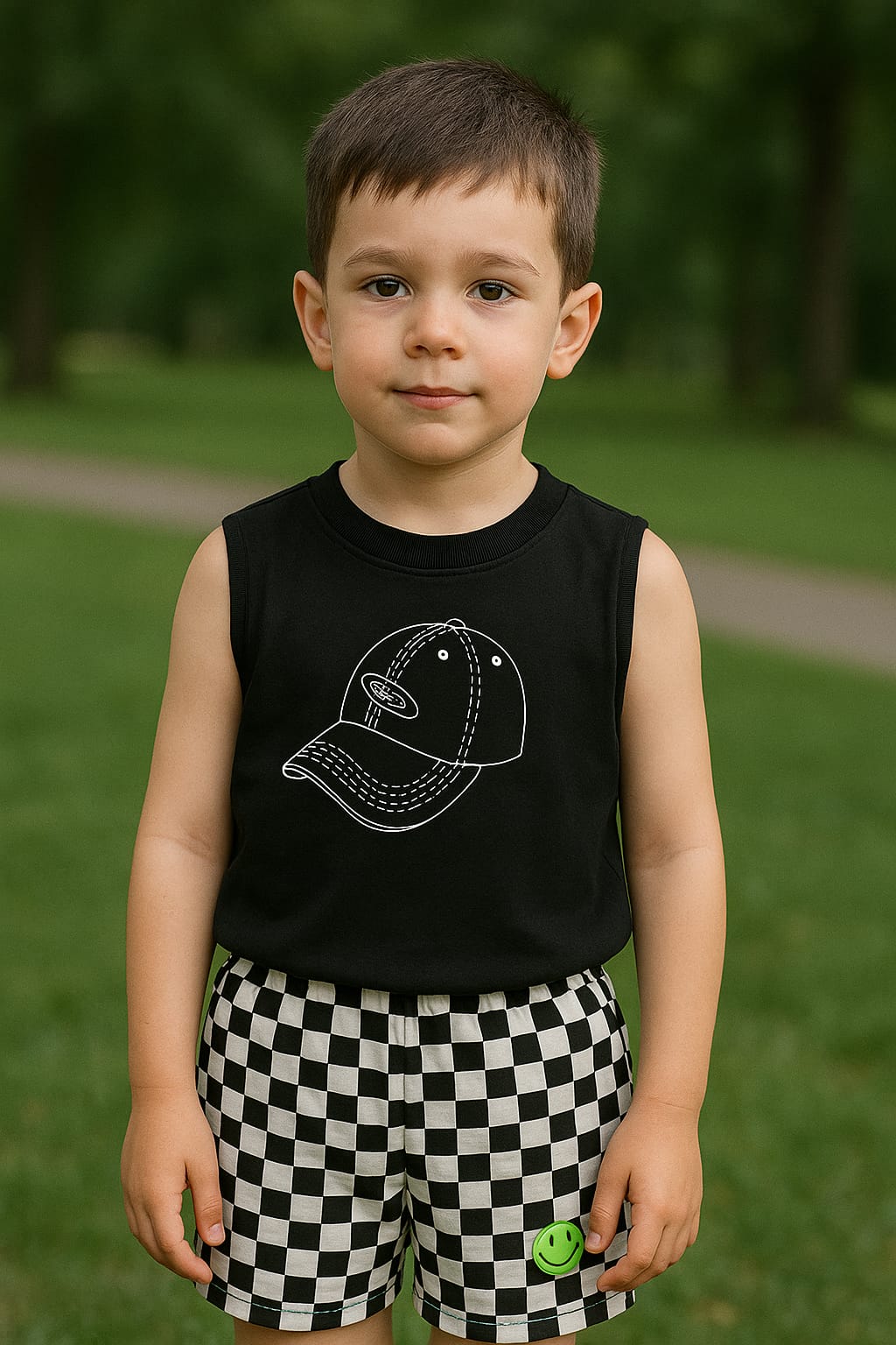 black cap checkered