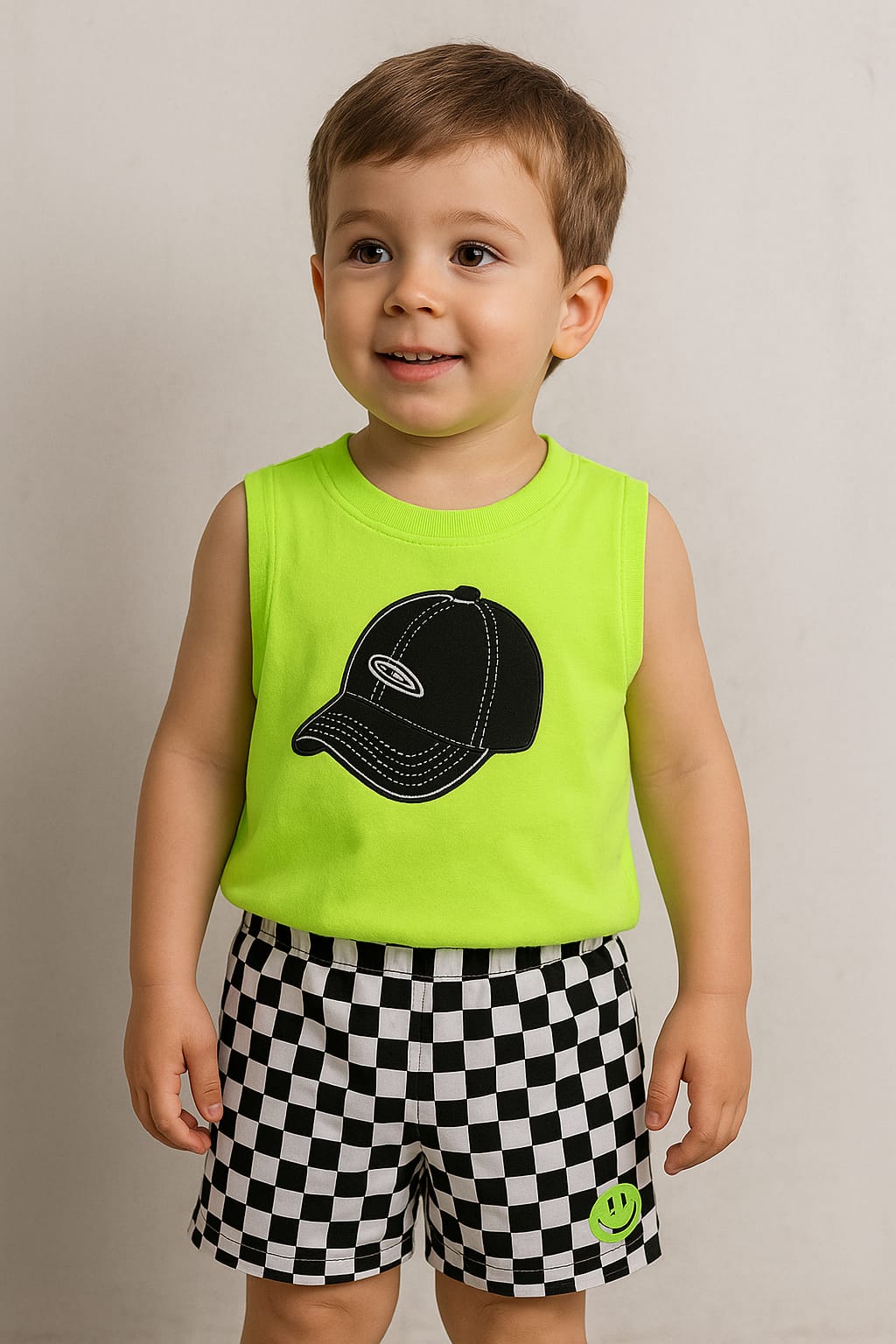 neon cap checkered