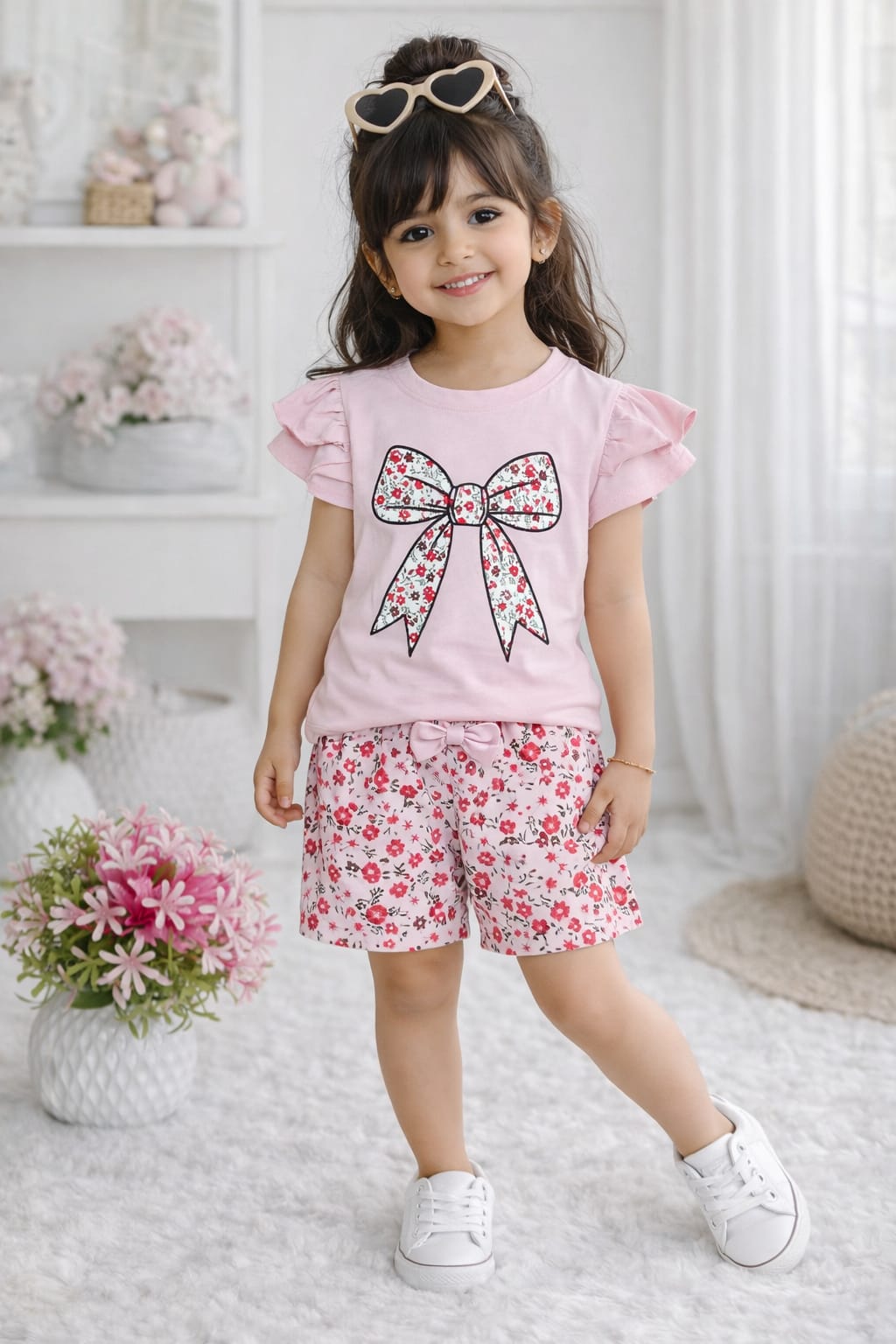 pink floral bow
