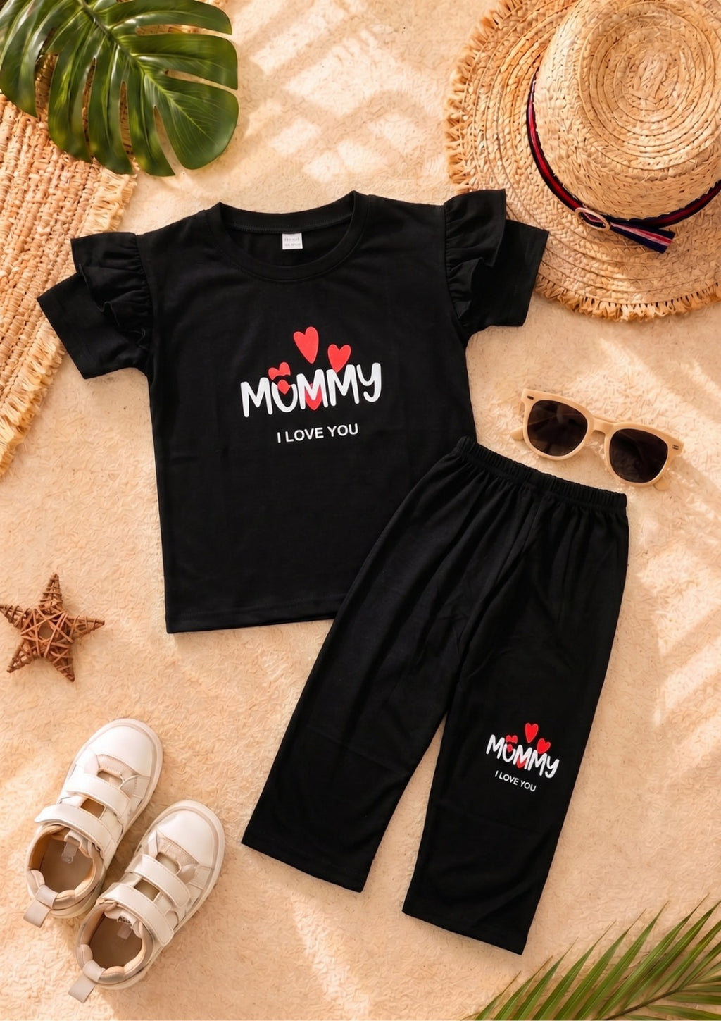 Black Mummy T-shirt --Long Pant Sets