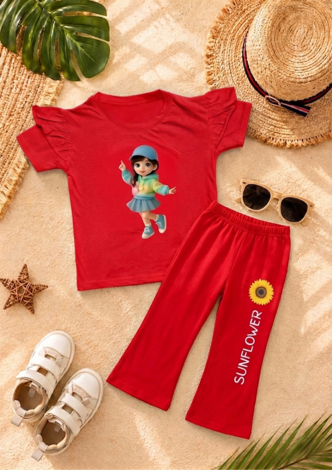 Red Cape Doll girl T-shirt --Long Pant Sets