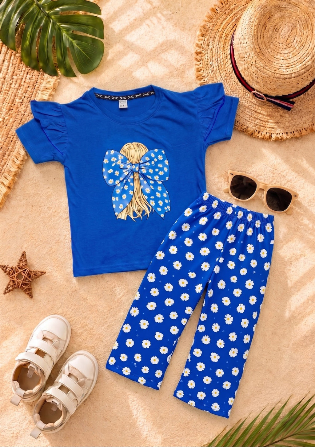 Blue Ban girl T-shirt --Long Pant Sets