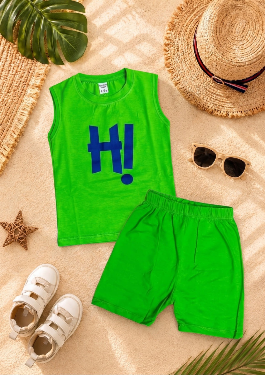Vibrant Lime Monogram Kids Casual Co-Ord Set